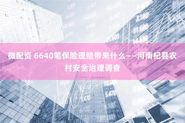 微配资 6640笔保险理赔带来什么——河南杞县农村安全治理调查